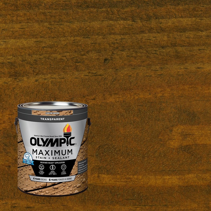 Olympic Maximum 1 gal. Canyon Brown Transparent Exterior Stain and Sealer in One Low VOC - Image 1
